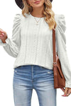 Round Neck Puff Sleeve Blouse Blouses - Tophatter Daily Deals