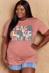 Simply Love Full Size TEACH LOVE INSPIRE Graphic Cotton T-Shirt Women's T-Shirts - Tophatter Daily Deals