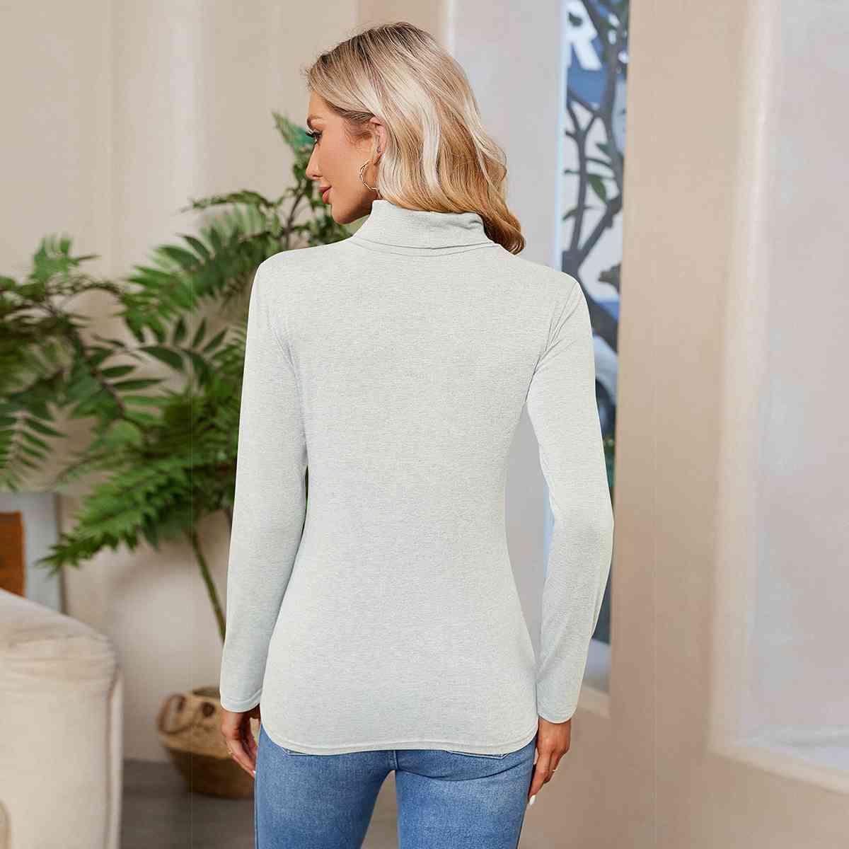 Turtleneck Long Sleeve T-Shirt Women's T-Shirts - Tophatter Daily Deals