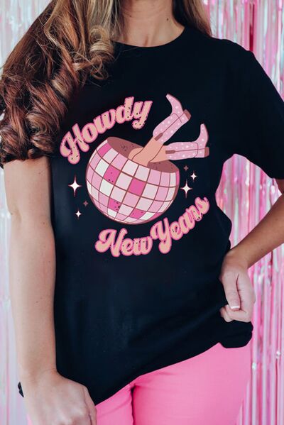 HOWDY NEW YEARS Round Neck T-Shirt Women's T-Shirts - Tophatter Daily Deals