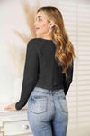 Full Size Long Sleeve Cropped Top Blouses - Tophatter Daily Deals