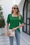 Square Neck Flounce Sleeve Top Blouses - Tophatter Daily Deals