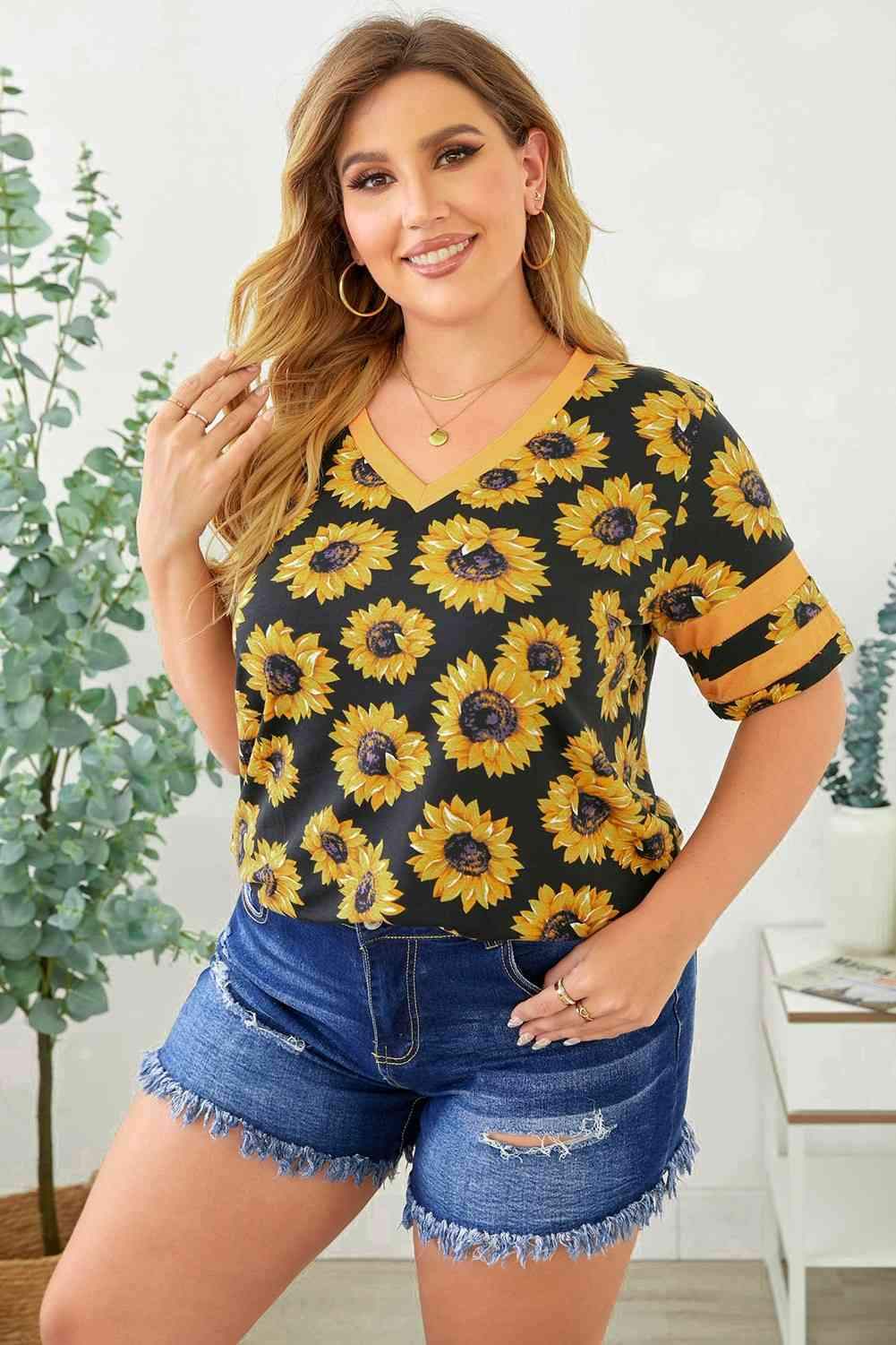 Plus Size V-Neck Tee Shirt Women's T-Shirts - Tophatter Daily Deals