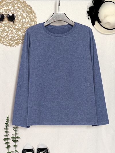 Round Neck Long Sleeve T-shirt Women's T-Shirts - Tophatter Daily Deals