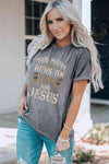 Slogan Graphic Round Neck Tee Women's T-Shirts - Tophatter Daily Deals