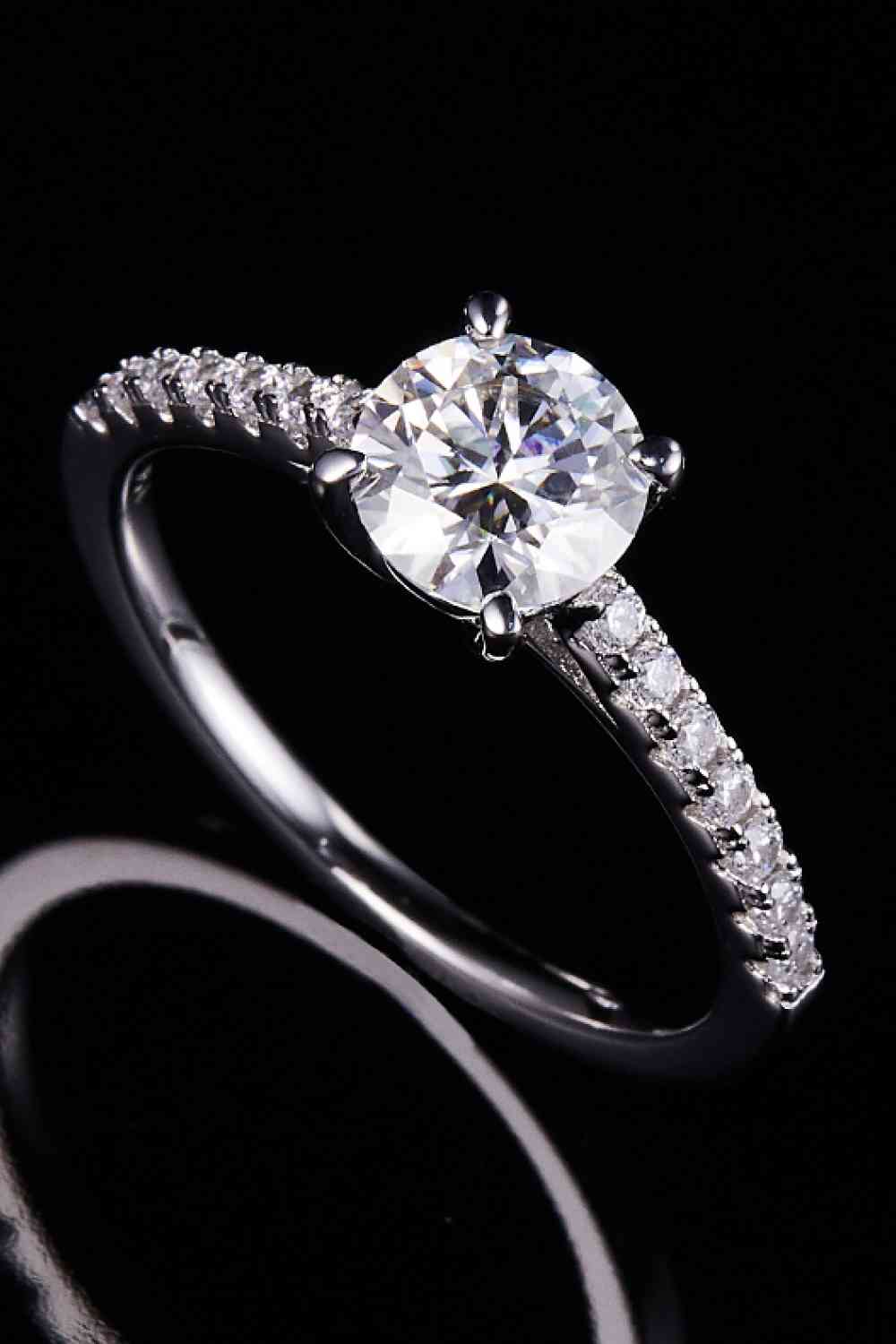 1 Carat Moissanite 925 Sterling Silver Side Stone Ring Moissanite - Tophatter Daily Deals