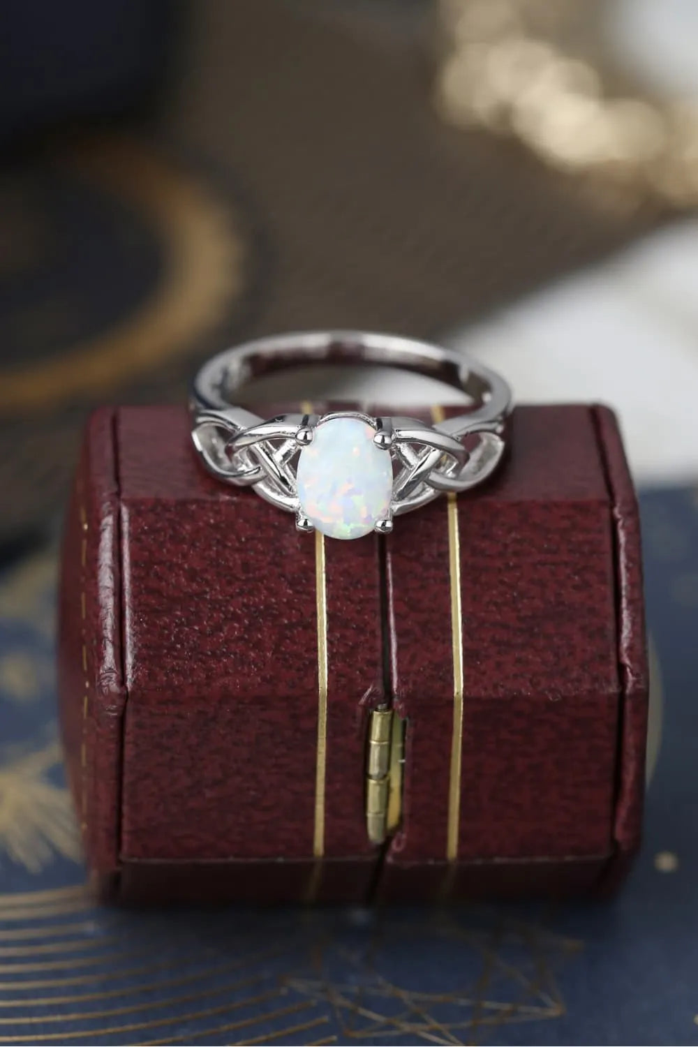 Crisscross 4-Prong Opal Ring Opal - Tophatter Daily Deals