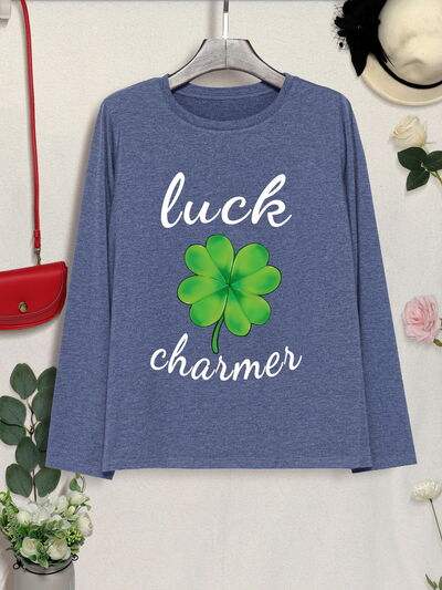 LUCK CHARMER Lucky Clover Round Neck T-Shirt Women's T-Shirts - Tophatter Daily Deals