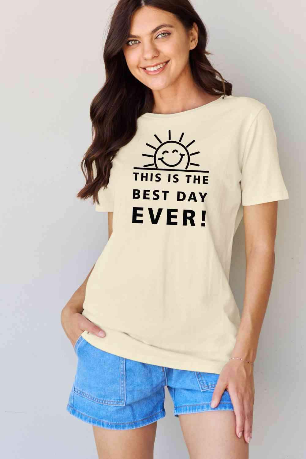 Simply Love Full Size THIS IS THE BEST DAY EVER! Graphic Cotton T-Shirt Women's T-Shirts - Tophatter Daily Deals