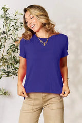Basic Bae Full Size Round Neck Short Sleeve T-Shirt Royal Blue Women's T-Shirts - Tophatter Daily Deals