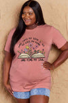 Simply Love Full Size Book & Flower Graphic Cotton Tee Women's T-Shirts - Tophatter Daily Deals