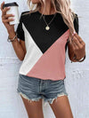 Color Block T-Shirt Blush Pink Women's T-Shirts - Tophatter Daily Deals