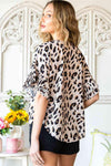 Leopard Round Neck Curved Hem Blouse Blouses - Tophatter Daily Deals