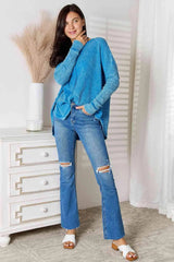 Zenana Center Seam Waffle-Knit Top Blouses - Tophatter Daily Deals
