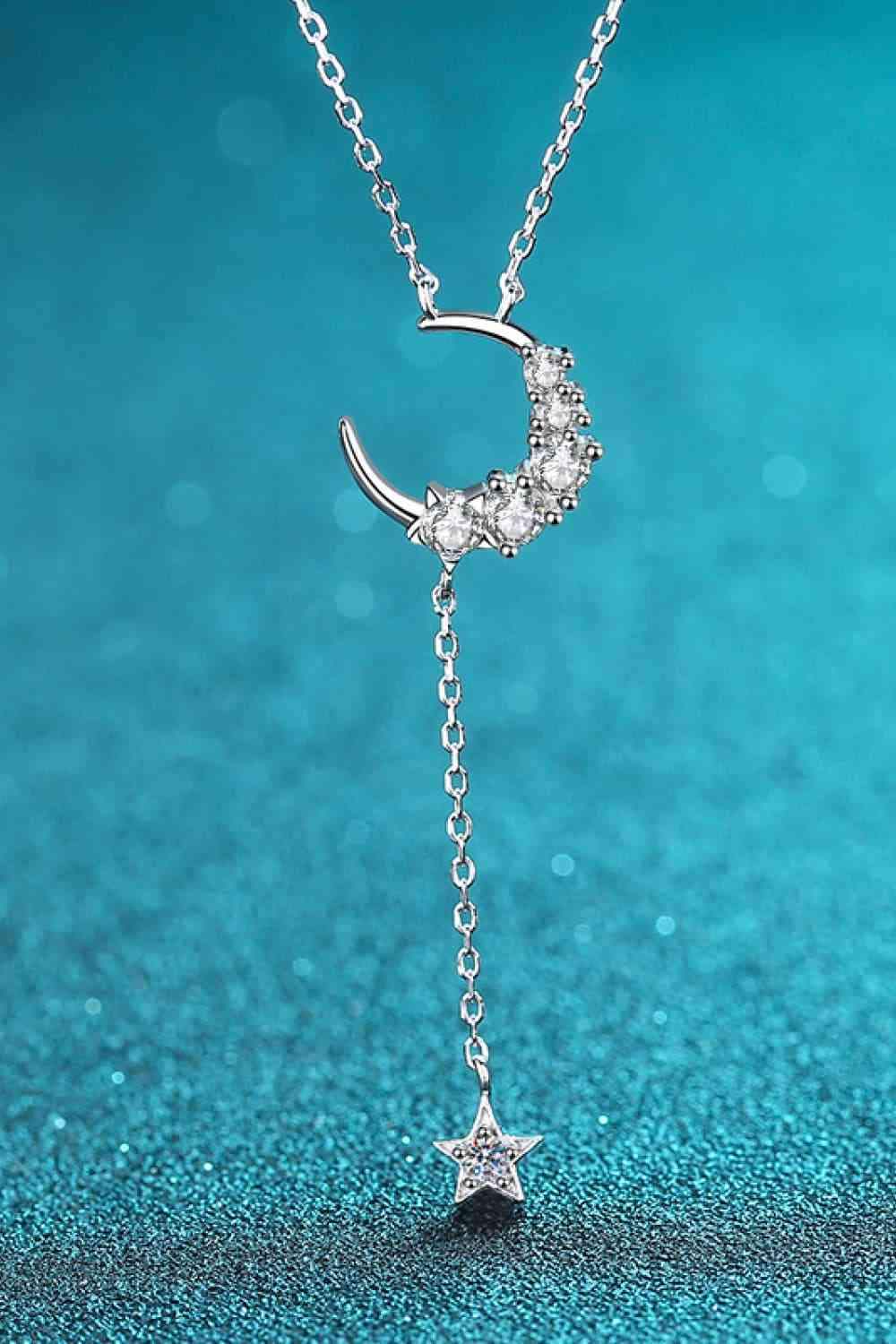 Star & Moon Moissanite Necklace Moissanite - Tophatter Daily Deals