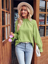 Mock Neck Flounce Sleeve Blouse Blouses - Tophatter Daily Deals