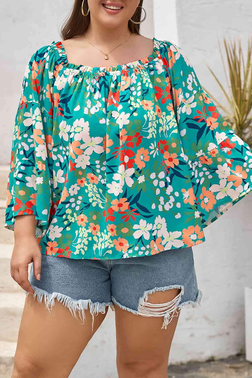 Plus Size Floral Off-Shoulder Blouse Blouses - Tophatter Daily Deals