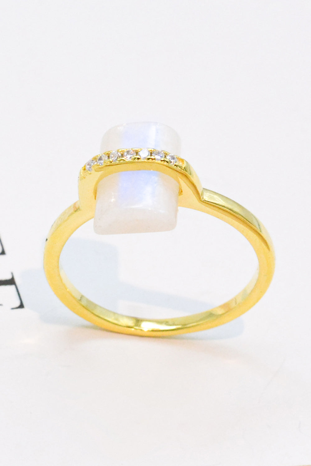 Natural Moonstone Platinum-Plated Ring - Tophatter Deals