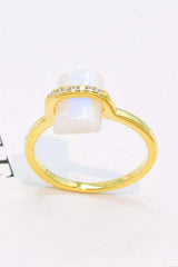 Natural Moonstone Platinum-Plated Ring Moonstone - Tophatter Daily Deals