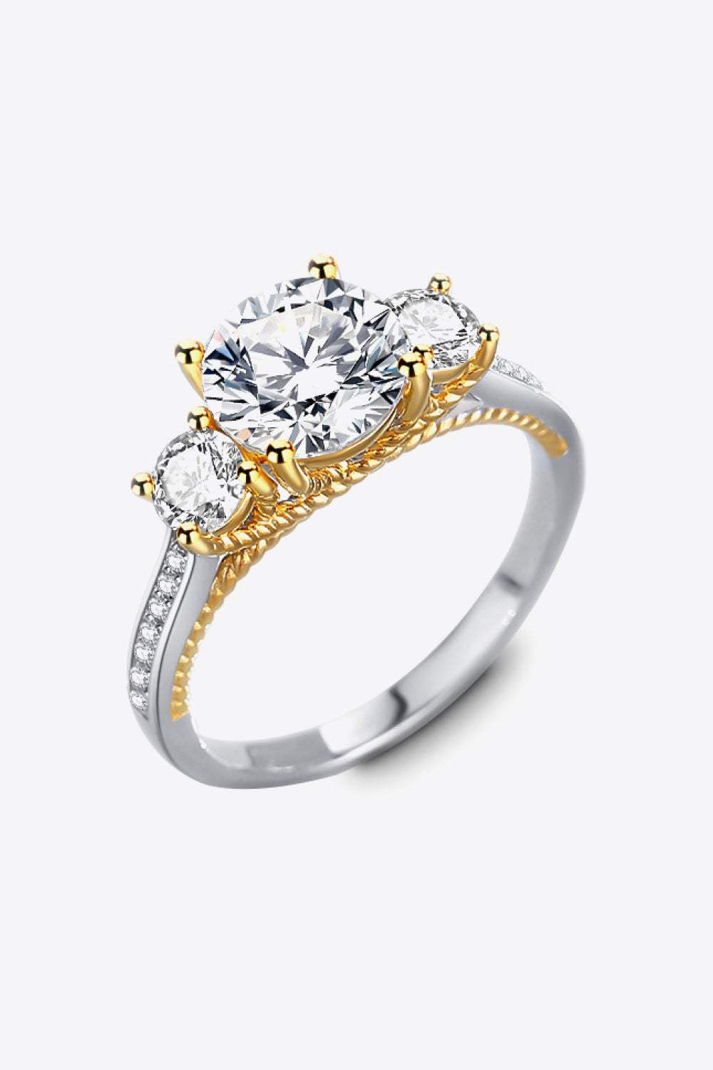 2 Carat Moissanite Contrast Ring Silver Gold Moissanite - Tophatter Daily Deals