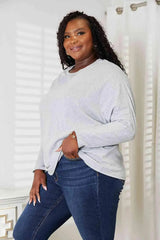 Double Take Seam Detail Round Neck Long Sleeve Top Women's T-Shirts - Tophatter Daily Deals