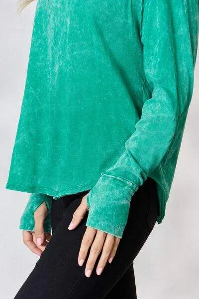 Zenana Round Neck Long Sleeve Top Blouses - Tophatter Daily Deals