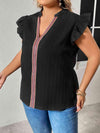 Plus Size Notched Neck Butterfly Sleeve Blouse Blouses - Tophatter Daily Deals