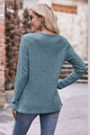 Double Take Ribbed Round Neck Buttoned Long Sleeve Tee Women's T-Shirts - Tophatter Daily Deals