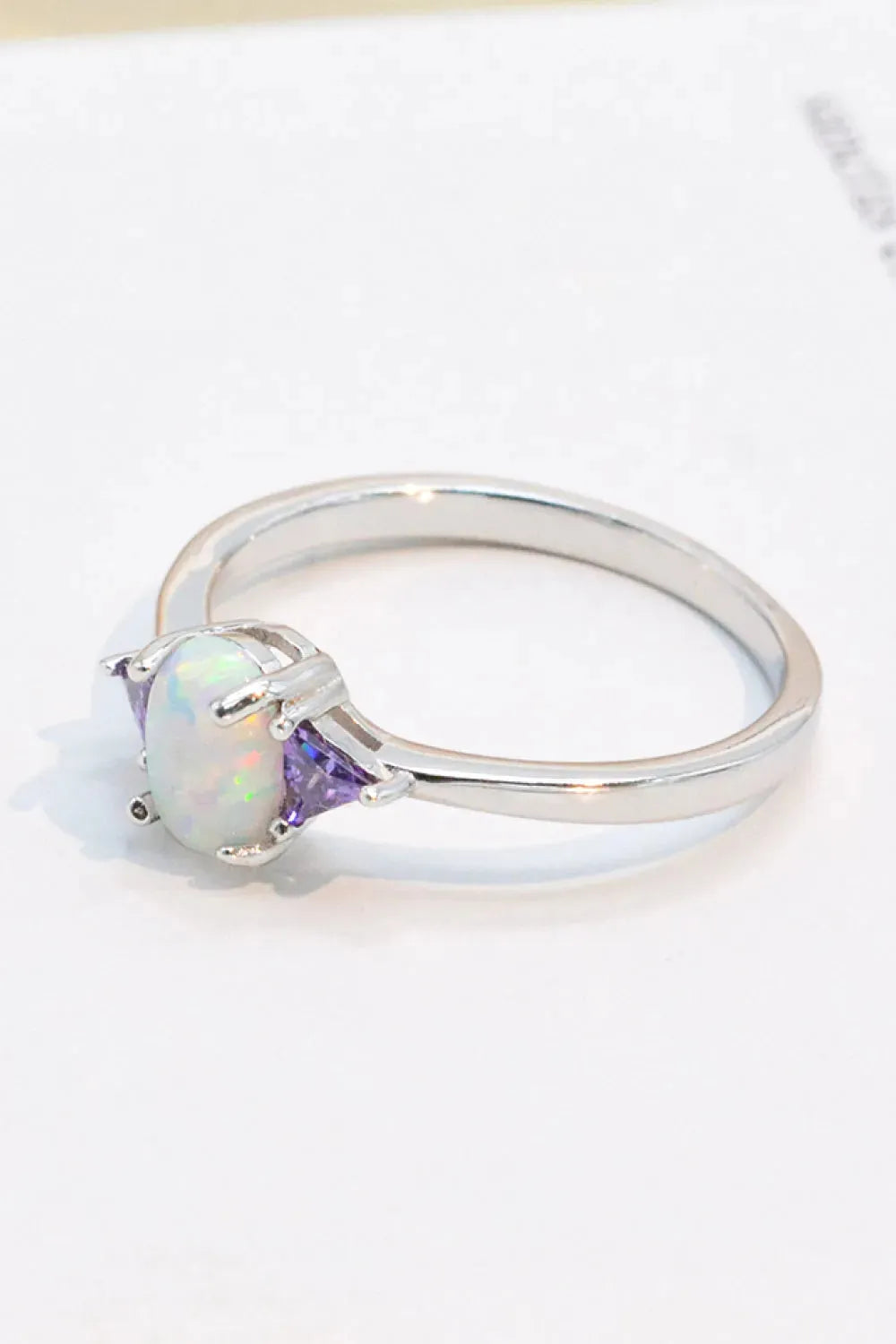 Contrast 925 Sterling Silver Opal Ring Opal - Tophatter Daily Deals