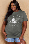 Simply Love Full Size Planet Graphic Cotton T-Shirt Charcoal Women's T-Shirts - Tophatter Daily Deals