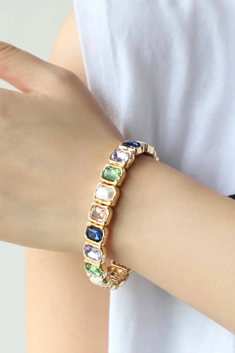 Glass Stone Alloy Bracelet Style A One Size Bracelets - Tophatter Daily Deals