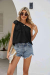 Tied One-Shoulder Sleeveless Top Blouses - Tophatter Daily Deals