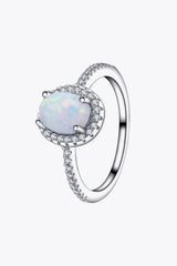 Opal 925 Sterling Silver Halo Ring Opal - Tophatter Daily Deals