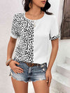 Leopard Round Neck Short Sleeve Tee Women's T-Shirts - Tophatter Daily Deals