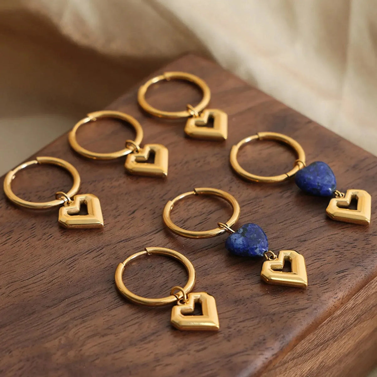 Heart Shape Lapis Lazuli Dangle Earrings Earrings - Tophatter Daily Deals