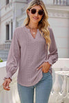 Notched Flounce Sleeve Eyelet Top Blouses - Tophatter Daily Deals