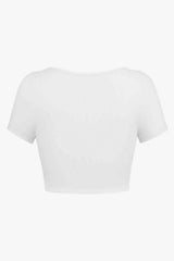 Square Neck Ribbed Crop Top Blouses - Tophatter Daily Deals