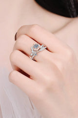 925 Sterling Silver Rose-Shaped Moissanite Ring Moissanite - Tophatter Daily Deals
