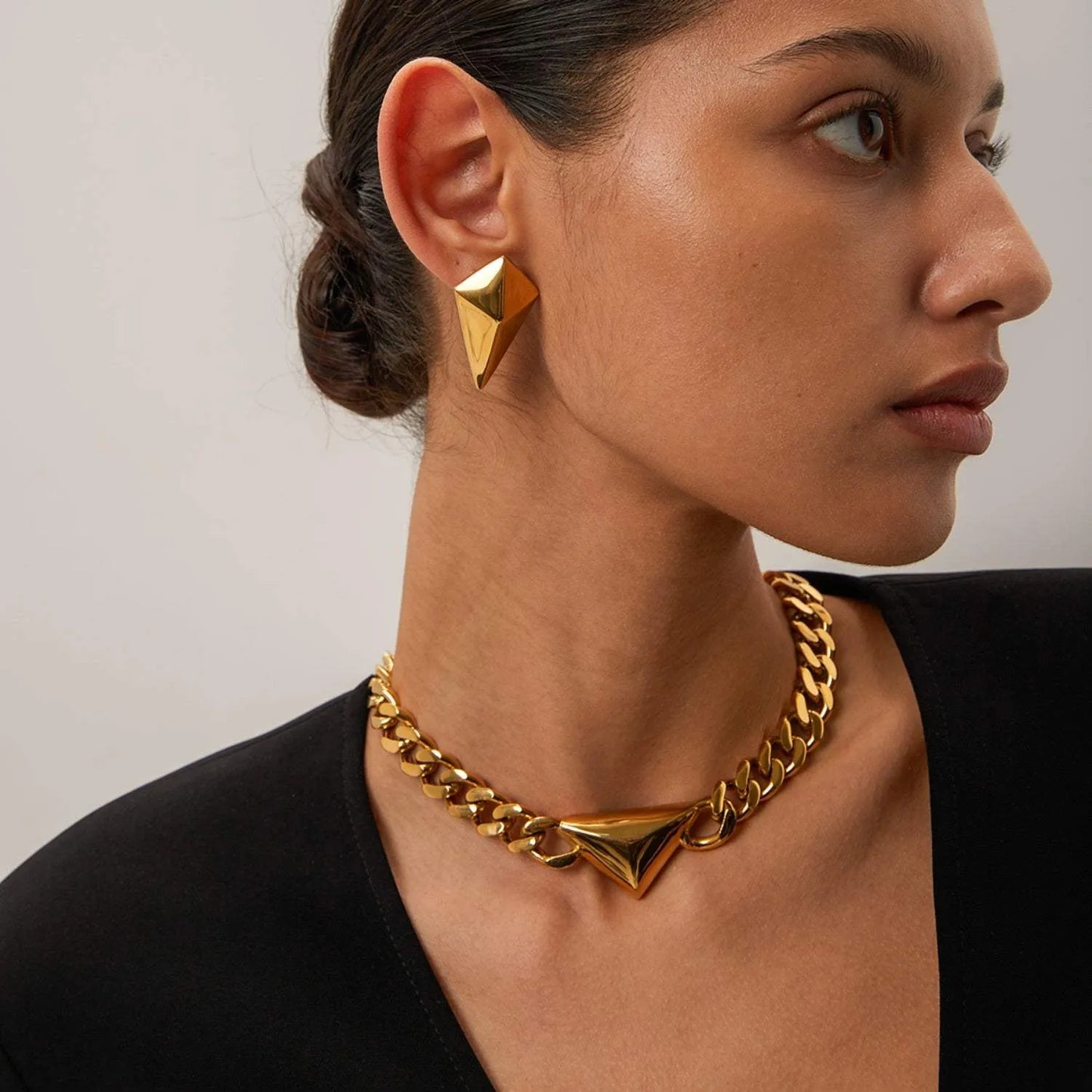 Stainless Steel 18K Gold-Plated Geometric Earrings Earrings - Tophatter Daily Deals