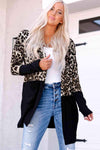 Leopard Color Block Open Front Longline Top Black Blouses - Tophatter Daily Deals