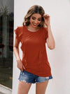 Ruffled Round Neck Cap Sleeve T-Shirt Women's T-Shirts - Tophatter Daily Deals