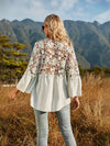 Spliced Lace Buttoned Blouse Blouses - Tophatter Daily Deals