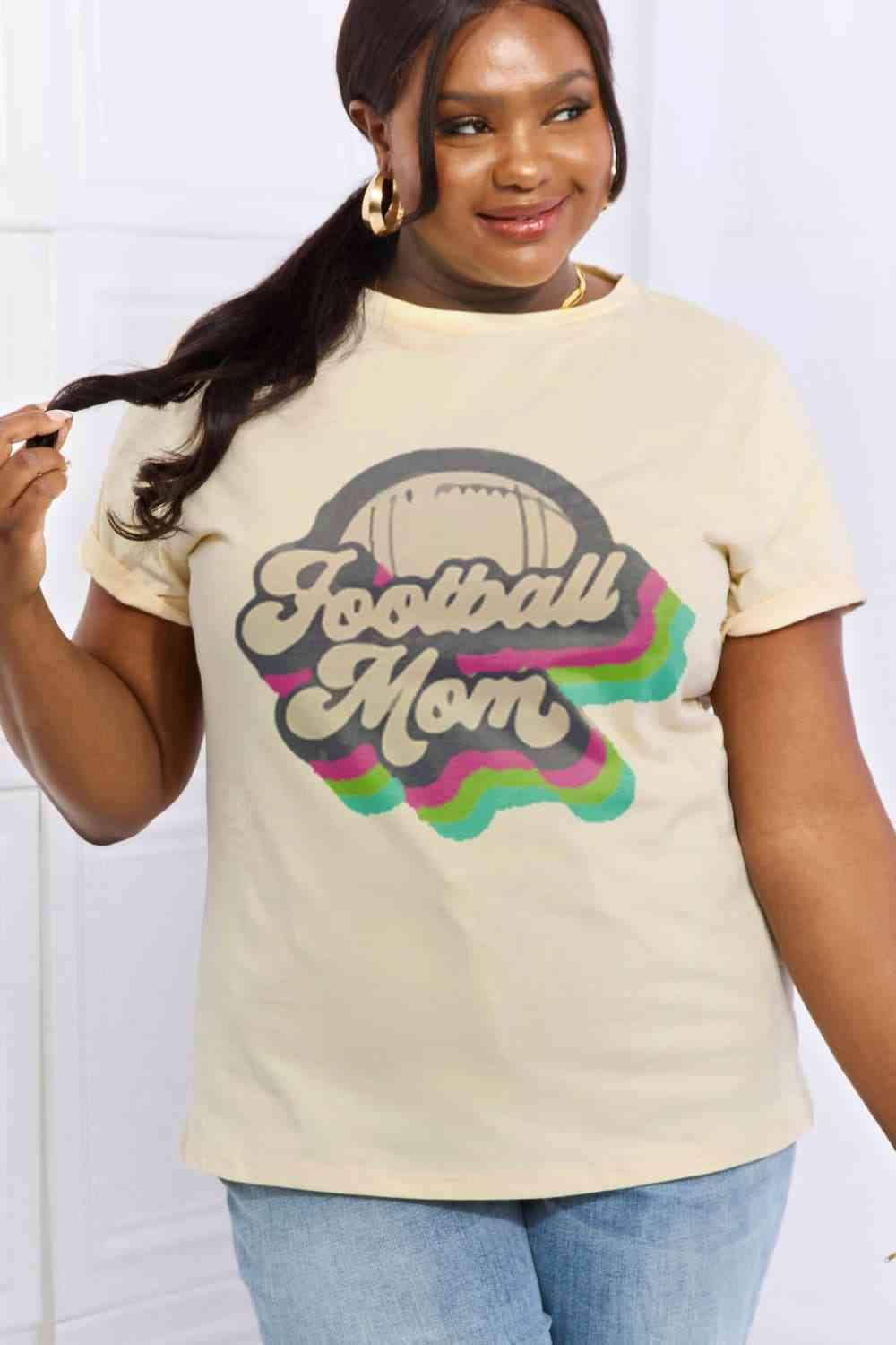 Simply Love Full Size FOOTBALL MOM Graphic Cotton Tee Women's T-Shirts - Tophatter Daily Deals