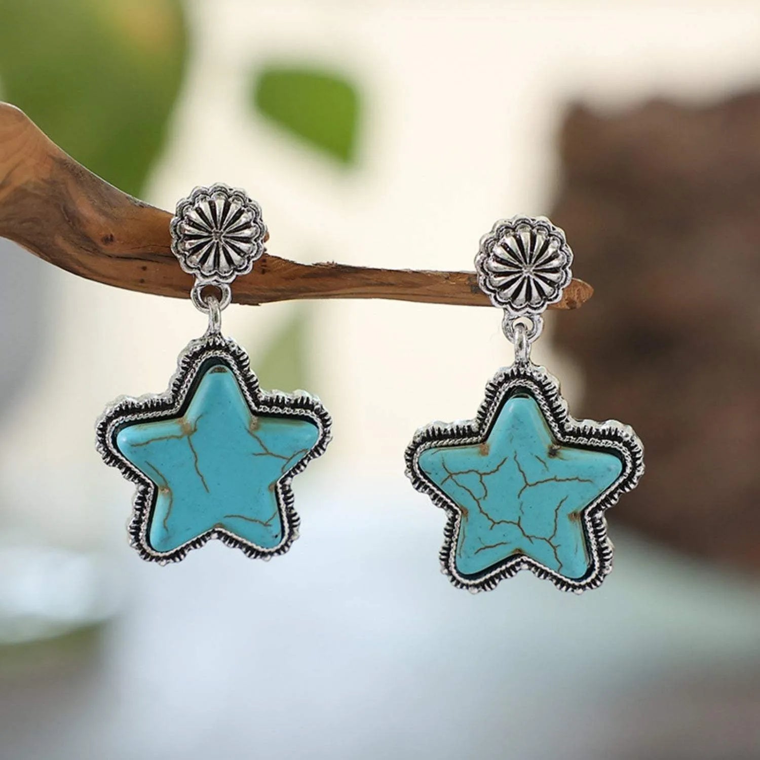 Artificial Turquoise Alloy Star Earrings Earrings - Tophatter Daily Deals
