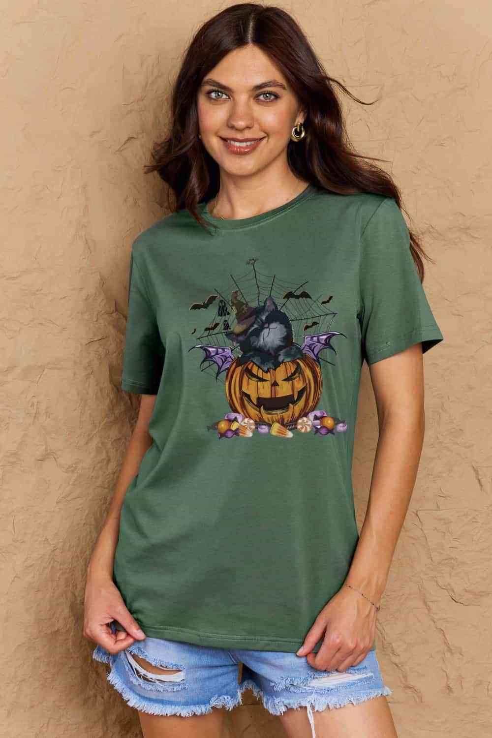 Simply Love Full Size Jack-O'-Lantern Graphic T-Shirt Women's T-Shirts - Tophatter Daily Deals