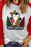 MERRY CHRISTMAS Penguin Round Neck Long Sleeve T-Shirt Women's T-Shirts - Tophatter Daily Deals