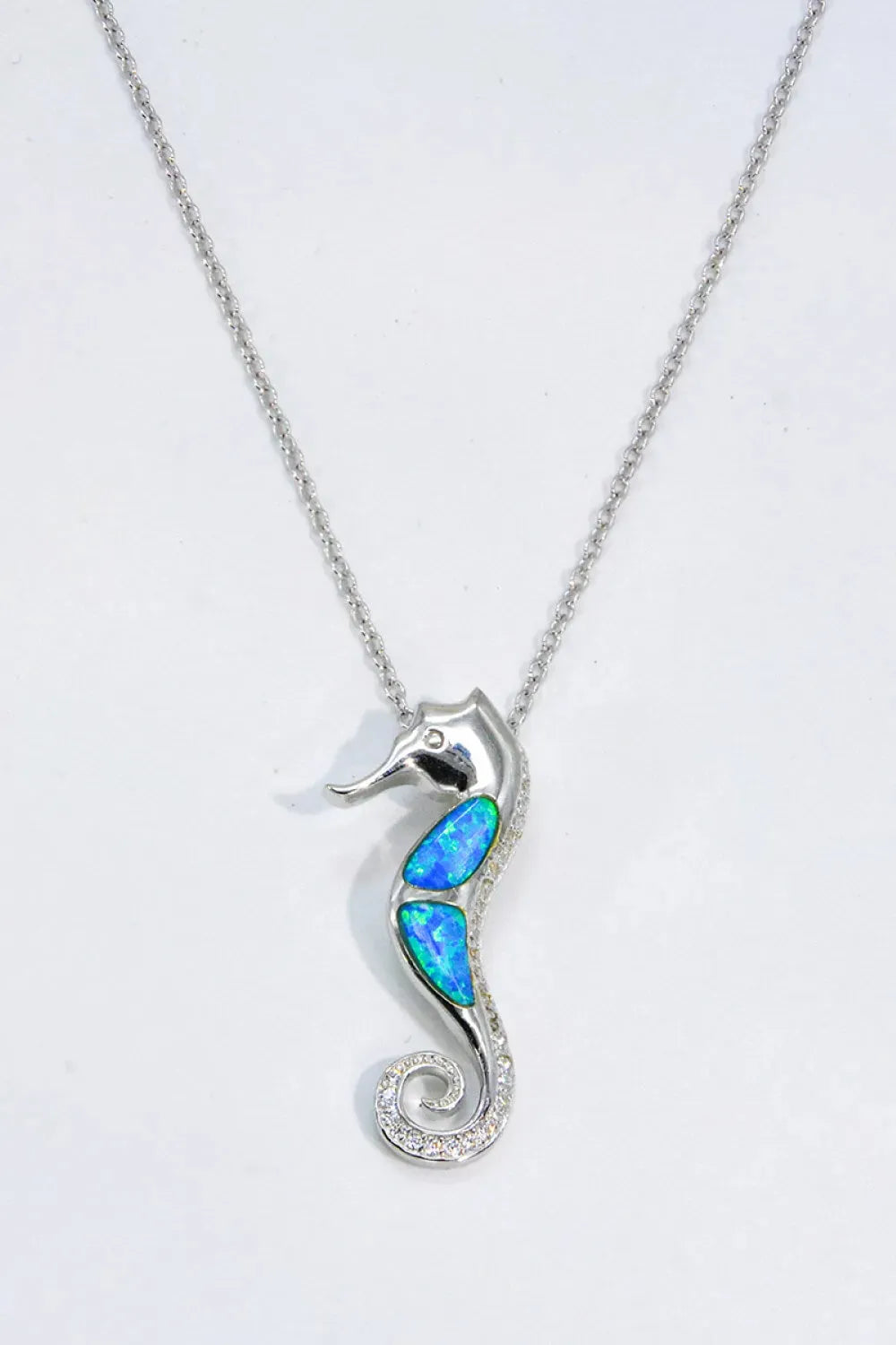 Opal Seahorse 925 Sterling Silver Necklace Opal - Tophatter Daily Deals