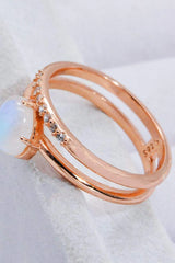 Natural Moonstone and Zircon Double-Layered Ring Moonstone - Tophatter Daily Deals