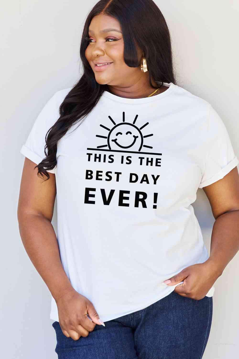 Simply Love Full Size THIS IS THE BEST DAY EVER! Graphic Cotton T-Shirt Women's T-Shirts - Tophatter Daily Deals