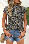 Ditsy Floral Mock Neck Short Sleeve T-Shirt Women's T-Shirts - Tophatter Daily Deals